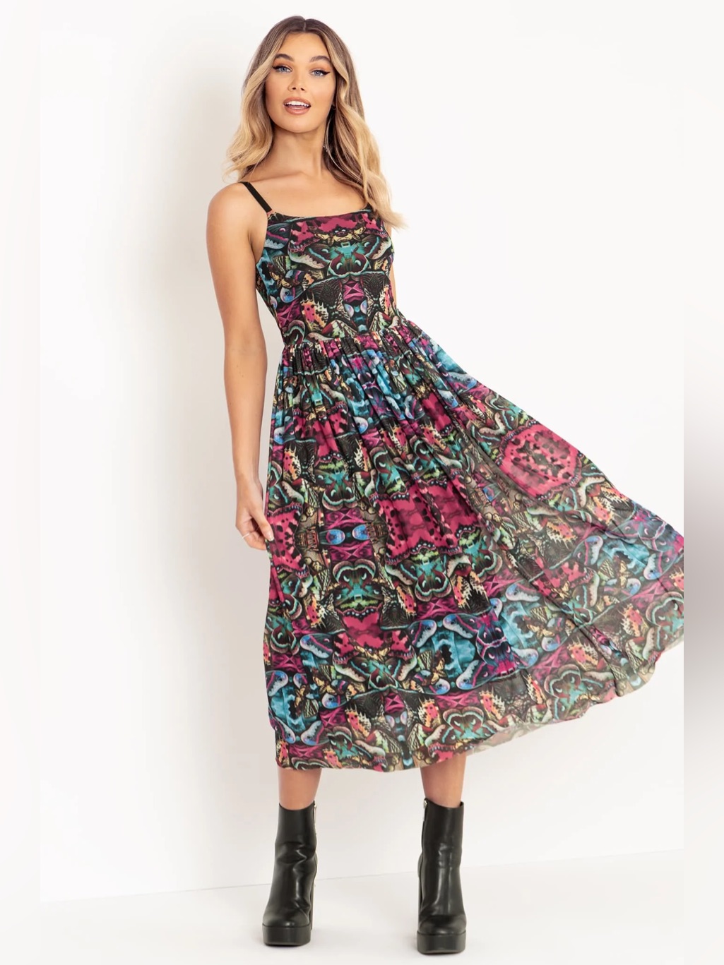 Blackmilk Hyper Moth Scoop Sheer Midaxi Dress Xs